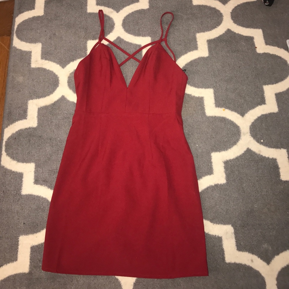 Red NBD body con dress low back